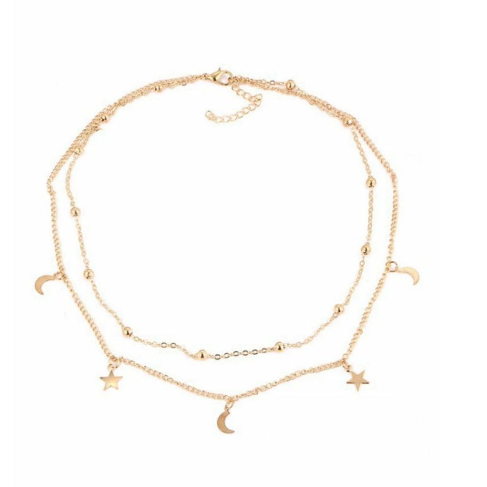 Layered Stars & Moon Necklace (Gold) - Picture 3 of 7